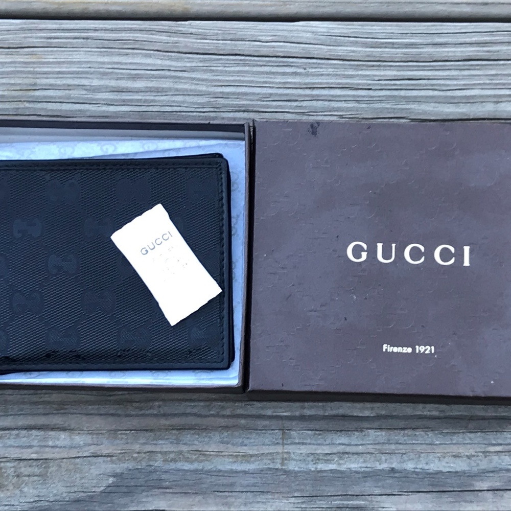 Gucci Men Wallet Authentic Black Bi fold Card Hold - Picture 5 of 8